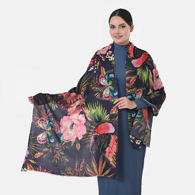 LA MAREY - Großformatiger Schal, 100% Kaschmirwolle, 70 x 195 cm, Dunkler Wald