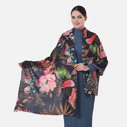 LA MAREY - Gro&szlig;formatiger Schal, 100% Kaschmirwolle, 70 x 195 cm, Dunkler Wald