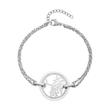 Wei&szlig;es Keramik Armband, 18 cm, Edelstahl