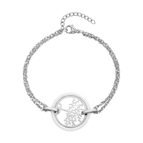 Weißes Keramik Armband, 18 cm, Edelstahl image number 0