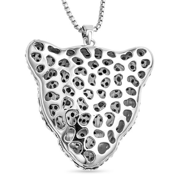 Wei&szlig;er und schwarzer Kristall-Leopard-Anh&auml;nger mit Kette - 4 ct. image number 5