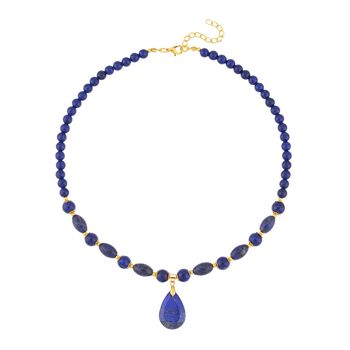 Lapislazuli Halskette, ca. 45 cm, vergoldet ca. 153,50 ct