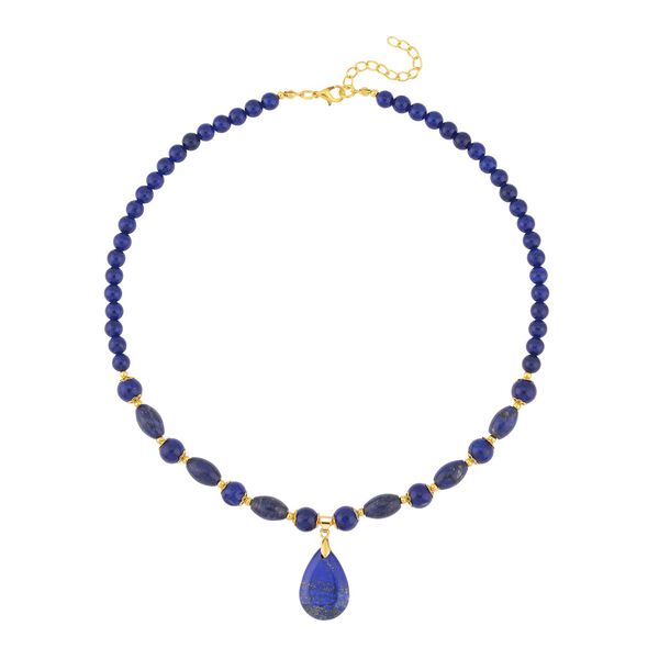 Lapislazuli Halskette, ca. 45 cm, vergoldet ca. 153,50 ct image number 0