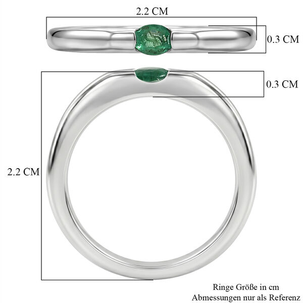D'Joy Kagem Sambischer Smaragd Ring 925 Silber Platiniert (Gr&ouml;&szlig;e 17.00) (10-15 Werktage Lieferzeit) ca. 0.16 ct image number 6
