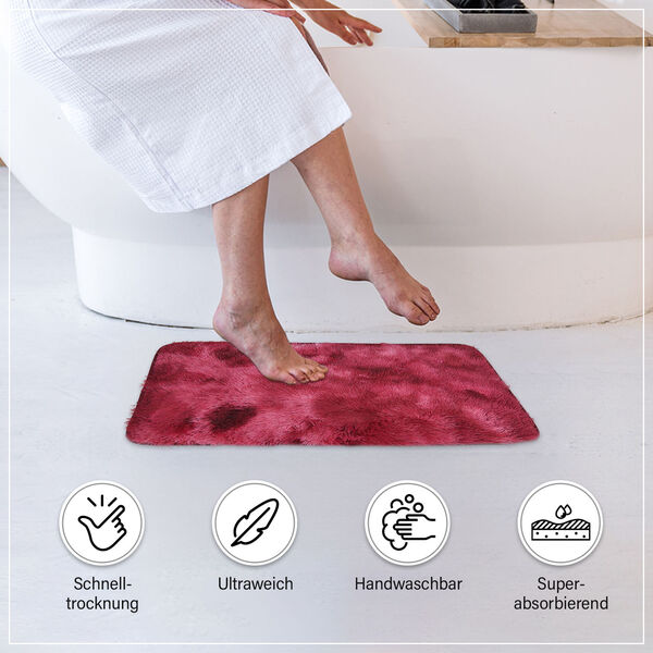 2er Set - Verlauf-Plüsch-Matten mit Anti-Rutsch-Rückseite, Rot image number 2