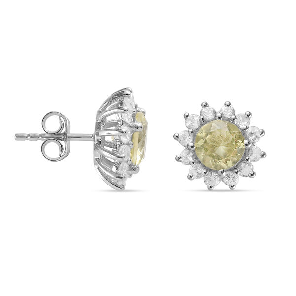 Ouro Verde-Quarz und Zirkon Ohrstecker 925 Silber platiniert ca. 4,15 ct image number 4