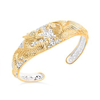 Royal Bali - Drachen und Phoenix Armreif, 925 Silber 916 Gelbgold Vermeil