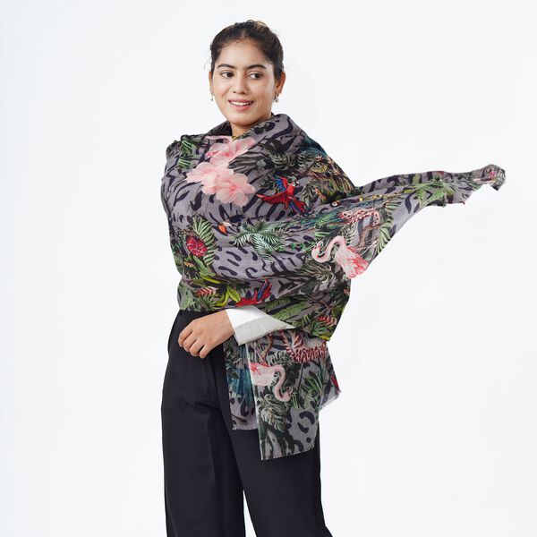 LA MAREY Schal aus 100% Premium-Kaschmir mit Digitaldruck, 70x200cm, Tropical image number 7