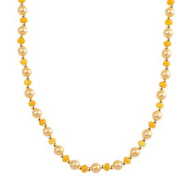 Goldene Muschelkernperle, Gelber Achat Halskette ca. 45 cm+ 5 cm Extender, Standard gelb vergoldet