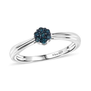CULLINAN-MINE - Blauer Diamant Ring 925 Silber rhodiniert (Gr&ouml;&szlig;e 18.00) ca. 0.10 ct