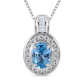AA Blauer Zirkon, Weißer Zirkon Schmuckset 925 Silber rhodiniert ca. 3,52 ct.