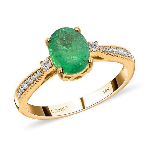 AAA Kagem Sambischer Smaragd, Weißer Diamant Ring 585 Gold (Größe 18.00) ca. 1,30 ct image number 0