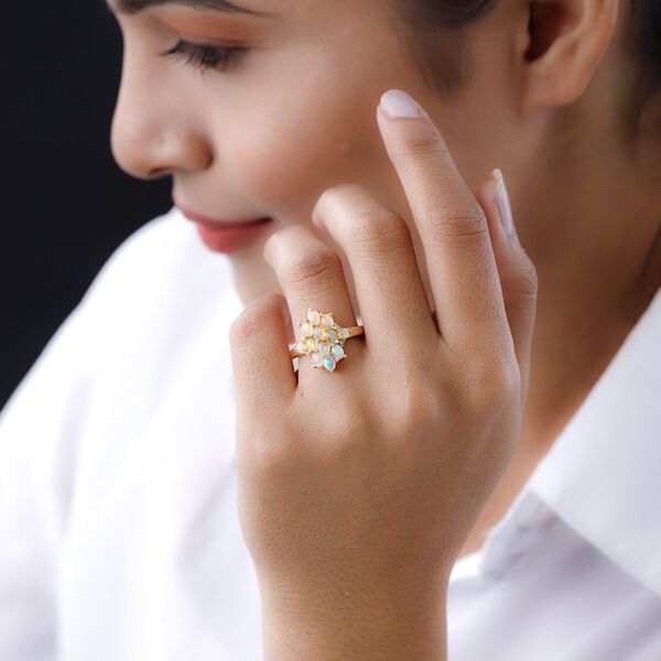 Natürlicher, äthiopischer Welo Opal und Zirkon-Ring - 1,32 ct. image number 3