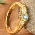 3er-Set Blauer und Weißer Moissanit Ring, Ohrringe und Anhänger 925 Silber vergoldet ca. 1,16 ct image number 1