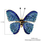 Blaue Kristall Schmetterlings-Brosche, goldfarben image number 4