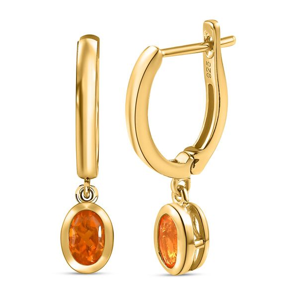 Salamanca Feueropal-Solitär-Ohrhänger, 925 Silber vergoldet, 0,61 ct. image number 4