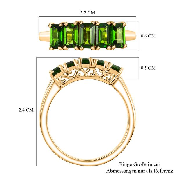 D&rsquo;joy Nat&uuml;rlicher Chromdiopsid Ring 925 Silber vergoldet (Gr&ouml;&szlig;e 19.00) ca. 1,54 ct image number 6