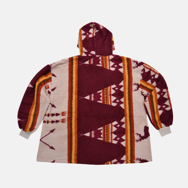 Wolkenweicher Sherpa-Hoodie mit Tipi-Muster, Rot-Orange-Beige, Einheitsgr&ouml;&szlig;e&nbsp; image number 3