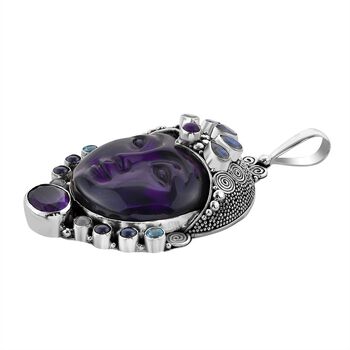 Sajen Silber - Afrikanischer Amethyst Anh&auml;nger, 925 Silber ca. 32.26 ct