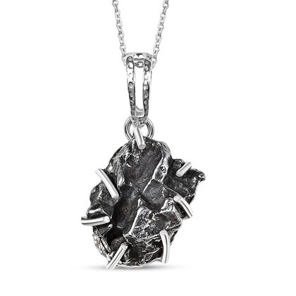 D'Joy Muonionalusta Meteorit Anh&auml;nger mit Kette, ca. 50 cm 925 Silber rhodiniert ca. 27.88 ct