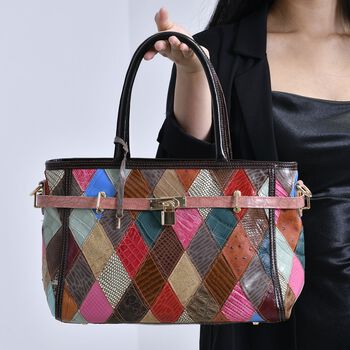 Chaos by Elsie - Echtleder Umh&auml;ngetasche mit RFID-Schutz, Mattes Krokodil-Pr&auml;gemuster, 34x14x25 cm