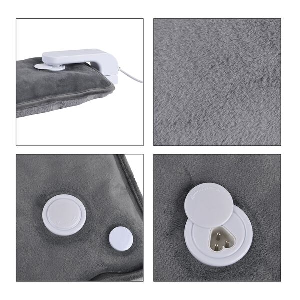 Elektrische Wärmflasche mit Plüschbezug und Ladefunktion, 19x27cm, Grau image number 8