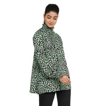 TAMSY - Damen Bluse mit Blatt- und Blumenmuster, Gr&ouml;&szlig;e 38, Schwarz