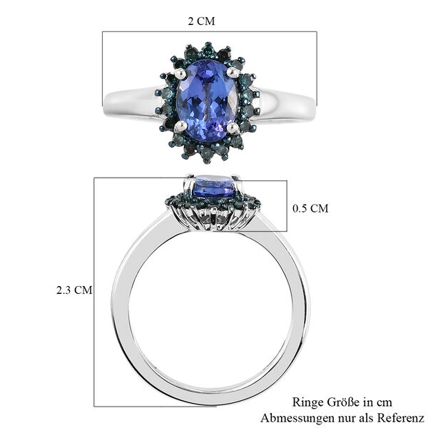AA Tansanit und blauer Diamant-Ring, 925 Silber platiniert  ca. 1,19 ct image number 7