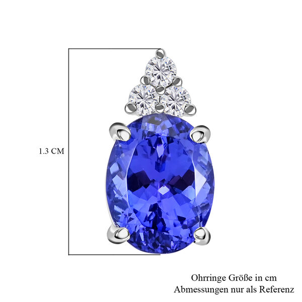 AAAA Tansanit, Wei&szlig;er Diamant Ohrringe 950 Platin ca. 3,24 ct. image number 4