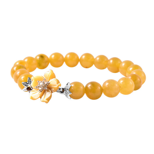 JARDIN-KOLLEKTION - gelbes Perlmutt, Honig Jade und Citrin Armband, 19 cm, 925 Silber rhodiniert, ca. 100,14 ct image number 3