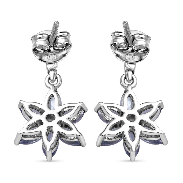Tansanit und wei&szlig;e Zirkon-Ohrringe, 925 Silber platiniert ca. 1,83 ct image number 5