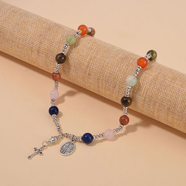 Multi-Edelstein Halskette, 45+5 cm - 180 ct. image number 2