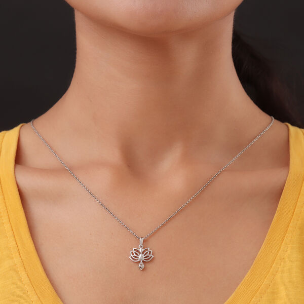 Lotusblume Yoga Herz Anh&auml;nger 925 Silber platiniert image number 3