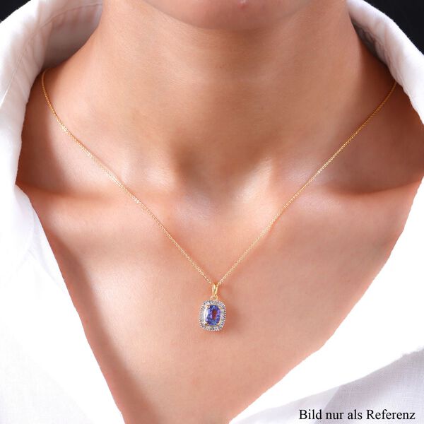 Tansanit und Diamant Anhänger mit Kette, 50cm - 1,78 ct. image number 2