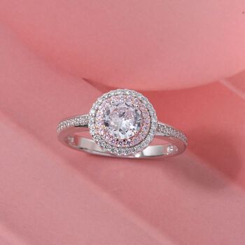 LUSTRO STELLA - Wei&szlig;er Zirkonia, Rosa Zirkonia Ring 925 Silber rhodiniert (Gr&ouml;&szlig;e 18.00)