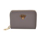 Portemonnaie aus echtem Leder mit filigranen, baumförmigen Beschlägen, 10.5x2x8, Grau