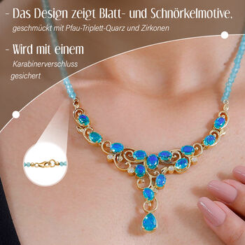 Pfau Quarz Triplett, blaue Apatit und Zirkon-Halskette, 45 cm - 57,03 ct.