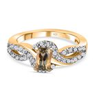AAA Turkizit, weißer Zirkon Ring, 925 Silber Gelbgold Vermeil (Größe 21.00) ca. 1.11 ct