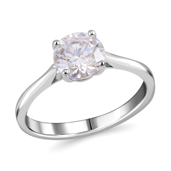 Moissanit Ring, 925 Silber platiniert, (Gr&ouml;&szlig;e 20.00) ca. 1.82 ct
