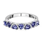 Tansanit, weißer Zirkon Ring, 925 Silber platiniert (Größe 16.00) ca. 0.98 ct