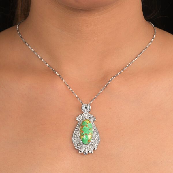 Grüner Türkis Anhänger mit 50cm Kette - 25 ct. image number 3