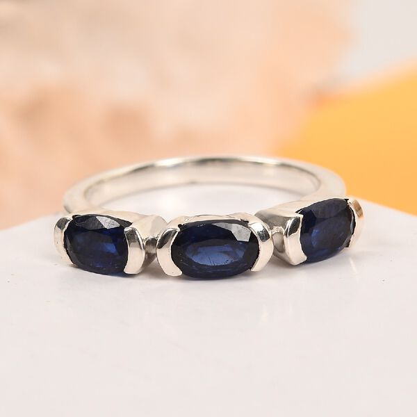 AAA Kyanit 3 Stein Ring 925 Silber Platin-&Uuml;berzug image number 2