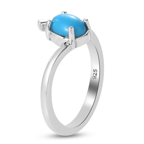 Nat&uuml;rlicher Sleeping Beauty T&uuml;rkis Solit&auml;r Ring 925 Silber Platin-&Uuml;berzug image number 5