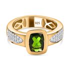 Natürlicher Chromdiopsid, weißer Zirkon Ring, 925 Silber vergoldet (Größe 19.00) ca. 1.66 ct