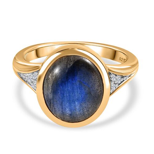 AAA Labradorit, Weißer Zirkon Ring, ca. 6,26 ct image number 0