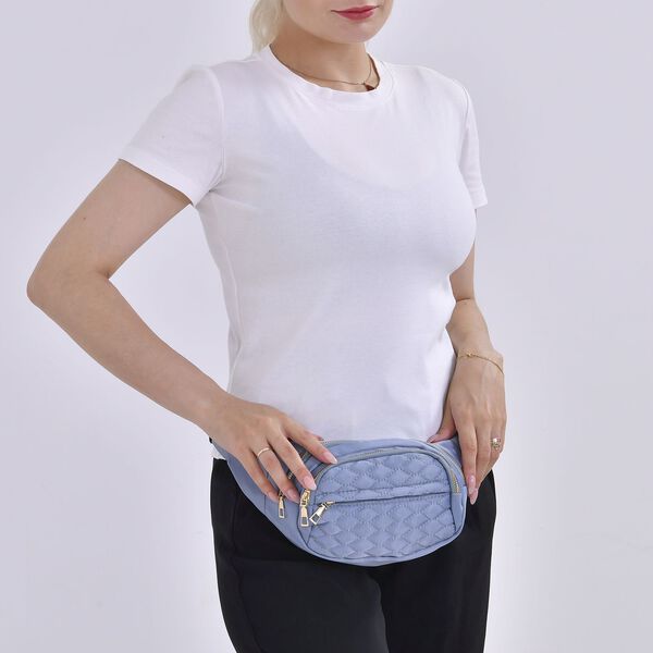 Multifunktionale RFID-geschützte Nylon Gürteltasche mit Schnellverschluss, 36x4x13cm, Blau image number 3