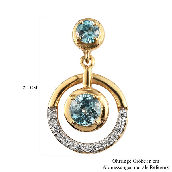 Kambodschanischer blauer Zirkon Ohrringe 925 Silber vergoldet ca. 3,10 ct image number 5