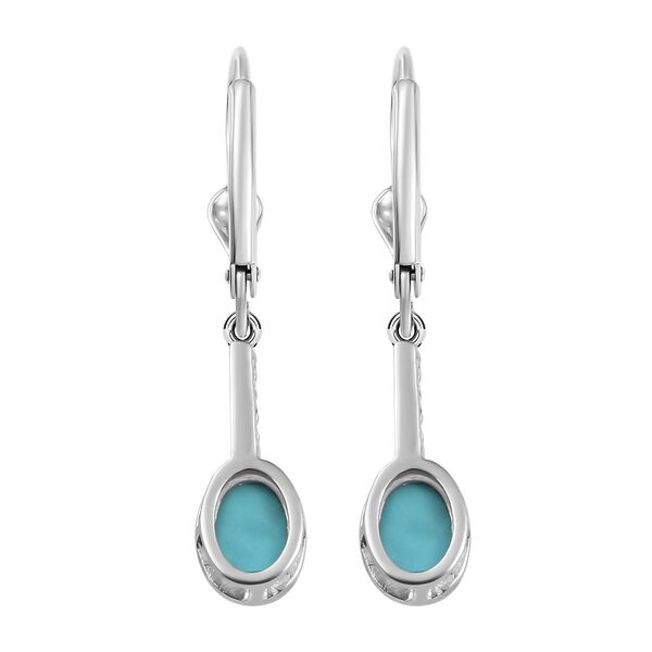 Amerikanische, natürliche Sleeping Beauty Türkis und weiße Zirkon-Ohrhänger - 1,40 ct. image number 5