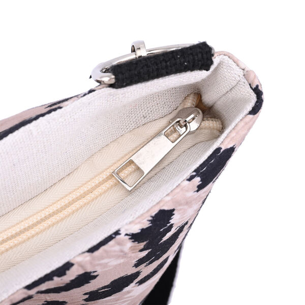 Handtasche mit Holzgriff, Schlangenhautmuster, Gr&ouml;&szlig;e 32x12x29cm, Schwarz und Beige image number 6