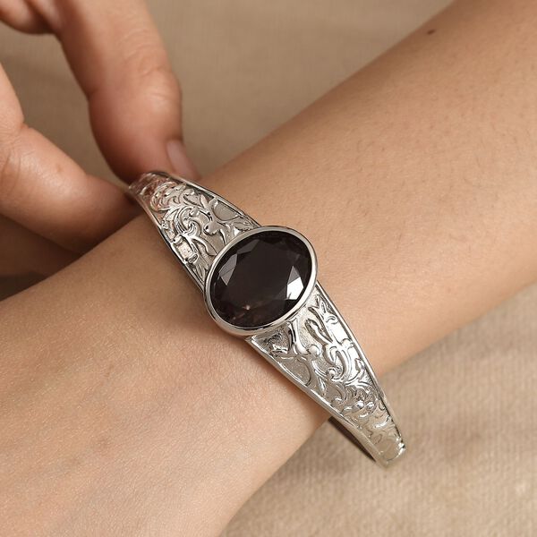 Farbwechsel-Alexandrit-Quarz-Triplette Armreif ca. 19 cm Edelstahl ca. 17.31 ct image number 2